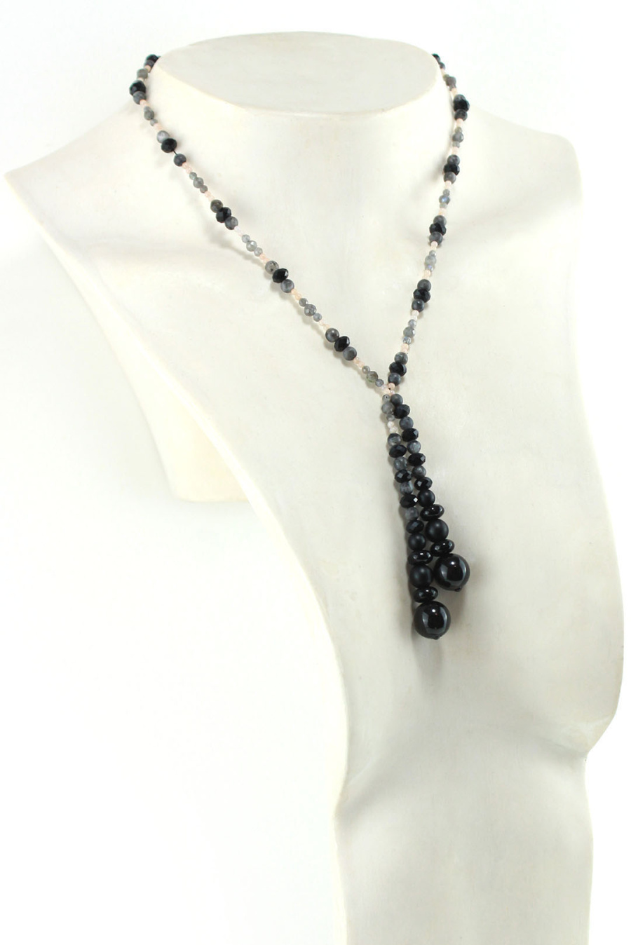Bijou lariat Mystique en Onyx et Labradorite – Énergie Sombre et Envoûtante
