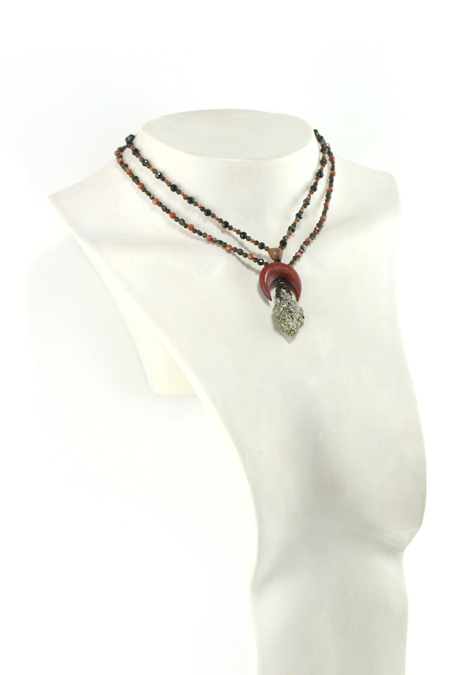Talisman-Choker aus Pyritstein und Redheart-Holz