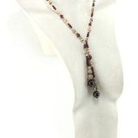 Collier Gourmand en Jaspe et Grenat – Nuances Bordeaux et Crème Marbrée