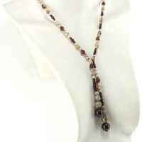 Collier Gourmand en Jaspe et Grenat – Nuances Bordeaux et Crème Marbrée