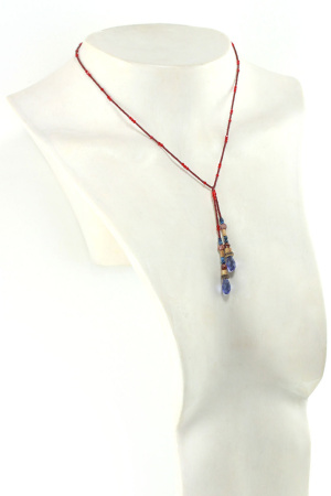 Collar de lazo de cristal azul zafiro