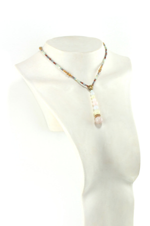 Collier choker en bois de Palo Santo & Morganite