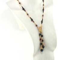 Collier cravate perles et bois