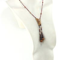 Mystische Krawattenkette aus Palo-Santo-Holz und Perlen