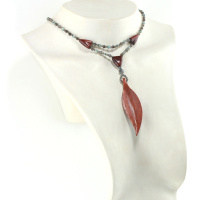 Collana di padouk e labradorite