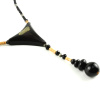 Collier en bois naturel exotique et perles de Pyrite