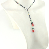 Collier lariat Oriental en Cristal & Lapis Lazuli – Bijou fait main