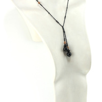 Collier lariat Rituel en perles d'Obsidienne