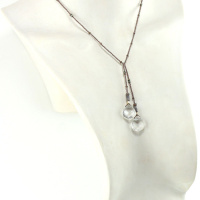 Collier lariat Subtil en Cristal & pierre de Pyrite
