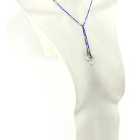 Collier lariat en Cristal bleu Saphir & argent d’Hématite