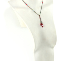 Collier lariat en Cristal rouge envoûtant & Labradorite – Elégance obscure