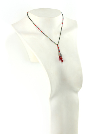 Collier lariat en Cristal rouge envoûtant & Labradorite