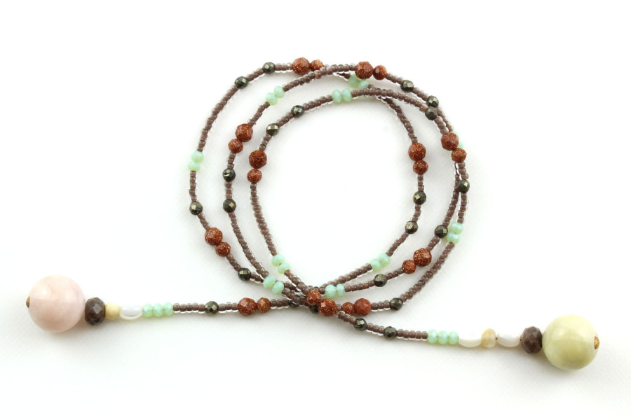 Collier Echarpe Bijou en Morganite & Sable d’Or