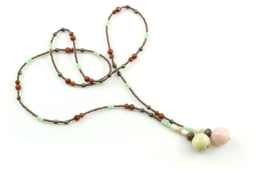 Collier Echarpe Bijou en Morganite & Sable d’Or