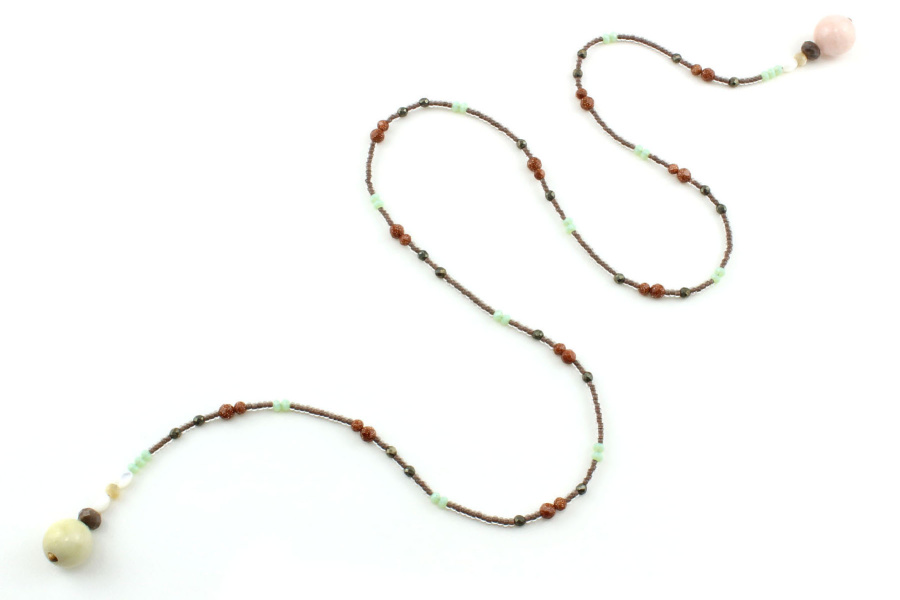 Collier Echarpe Bijou en Morganite & Sable d’Or