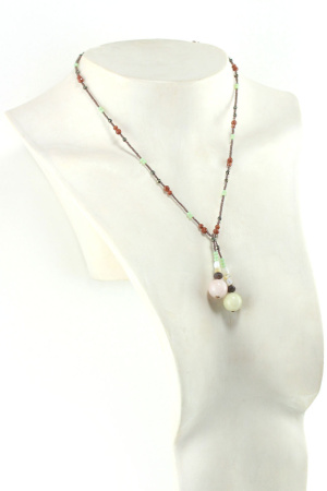 Collar tipo bufanda de morganita y arena dorada