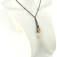 Collier lariat sensuel en Cristal & perles naturelles – Collier artisanal