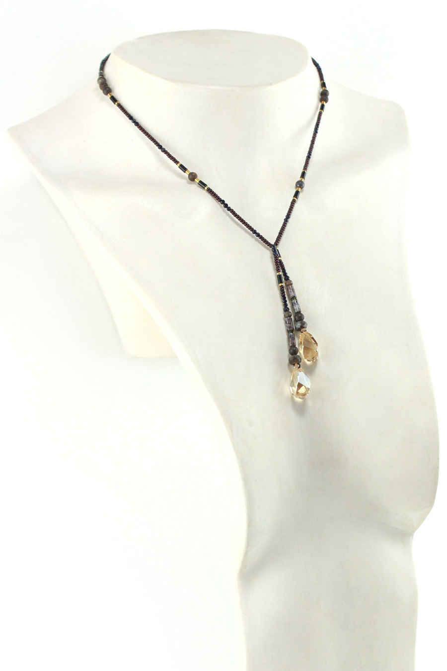 Collier lariat sensuel en Cristal & perles naturelles – Collier artisanal