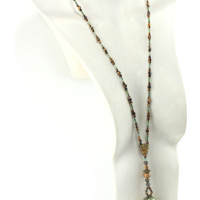 Collar vibratorio lavaliere en madera de Palo Santo y piedra Calcopirita