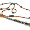 Collier lavallière ethnique en Bois exotique en perles d'Hématite