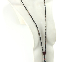 Semplice collana lavallière in legno di Cocobolo e pietra Onice naturale