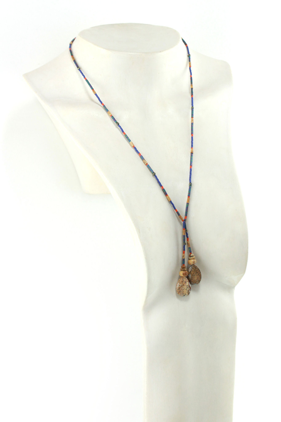 Collier lariat Nomade en Jaspe et Pyrite – Bijou Tribal & Naturel