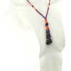 Collier violet intense de Sugilite et pierre de sédiment orange - bijou artisanal