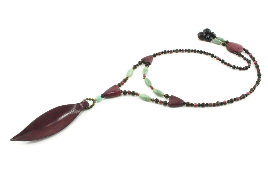 Collier princesse glamour en bois exotique - Bijou unique fait main