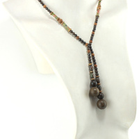 Lariat Boisé en Bronzite et Œil de Tigre – Énergie Automnale & Chaleur Organique