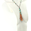 Lariat Ethnique Turquoise Gris et Orange – Bijou Totem