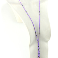 Lariat Lapis-Lazuli & Perles Mauves – Élégance Minérale et Intemporelle