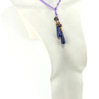 Lariat Lapis-Lazuli & Perles Mauves – Élégance Minérale et Intemporelle
