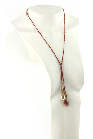 Lariat Solaire en Cristaux Marron Ambré
