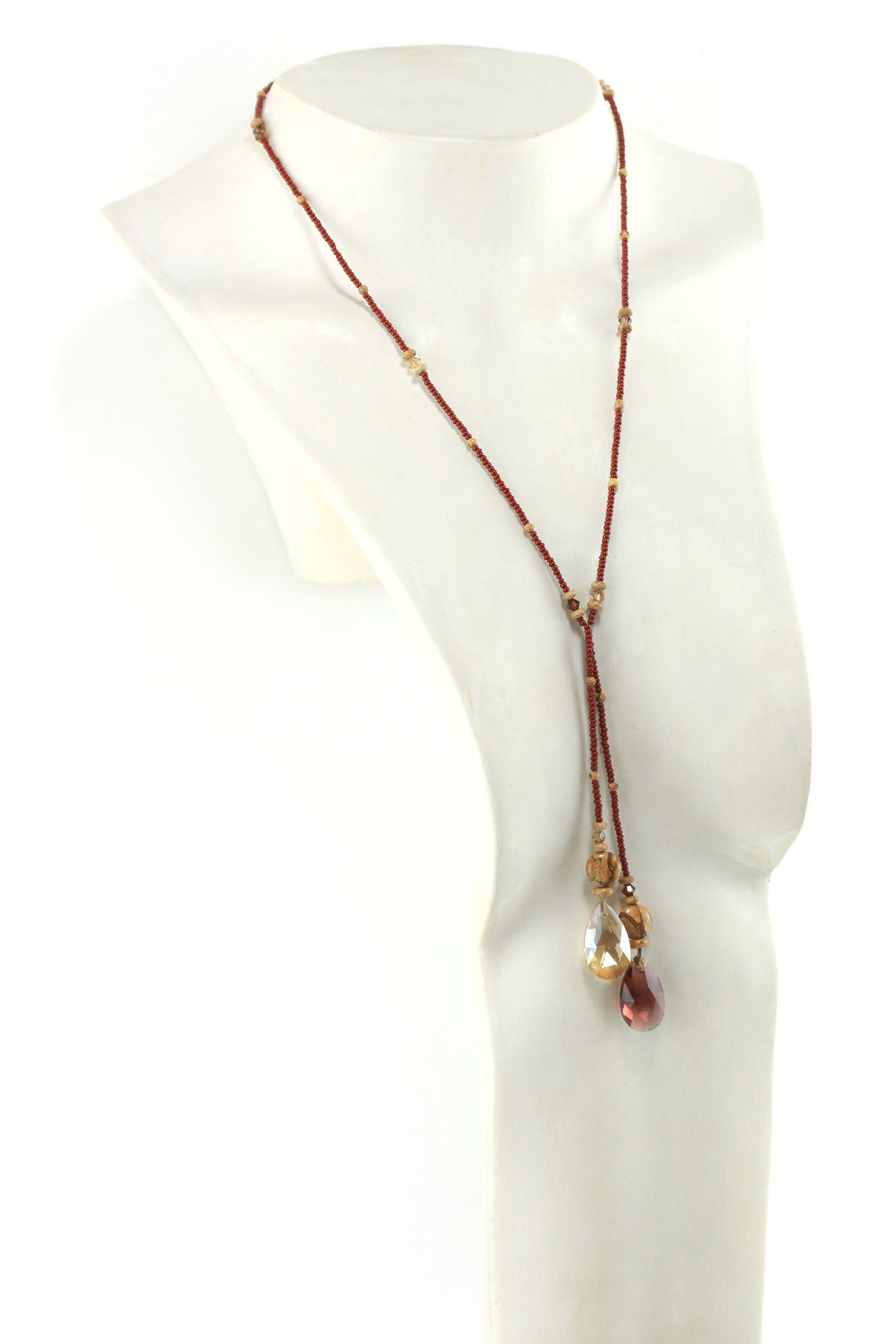 Lariat Solaire en Cristaux Marron Ambré