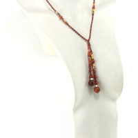 Lariat Tribal en Jaspe Rouge et Bois de Santal – Bijou Terre & Feu