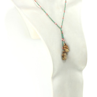 Lariat in diaspro verde e rosa-arancione: eleganza naturale e colorata