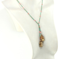 Lariat Vert et Rose orangé en Jaspe – Élégance naturelle et colorée