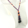 Collier violet intense de Sugilite et pierre de sédiment orange - bijou artisanal