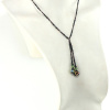 Lariat aux reflets de Cristal vert en perles d'Onyx