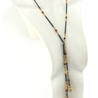 Collier lariat bohème en perles naturelles de Jaspe