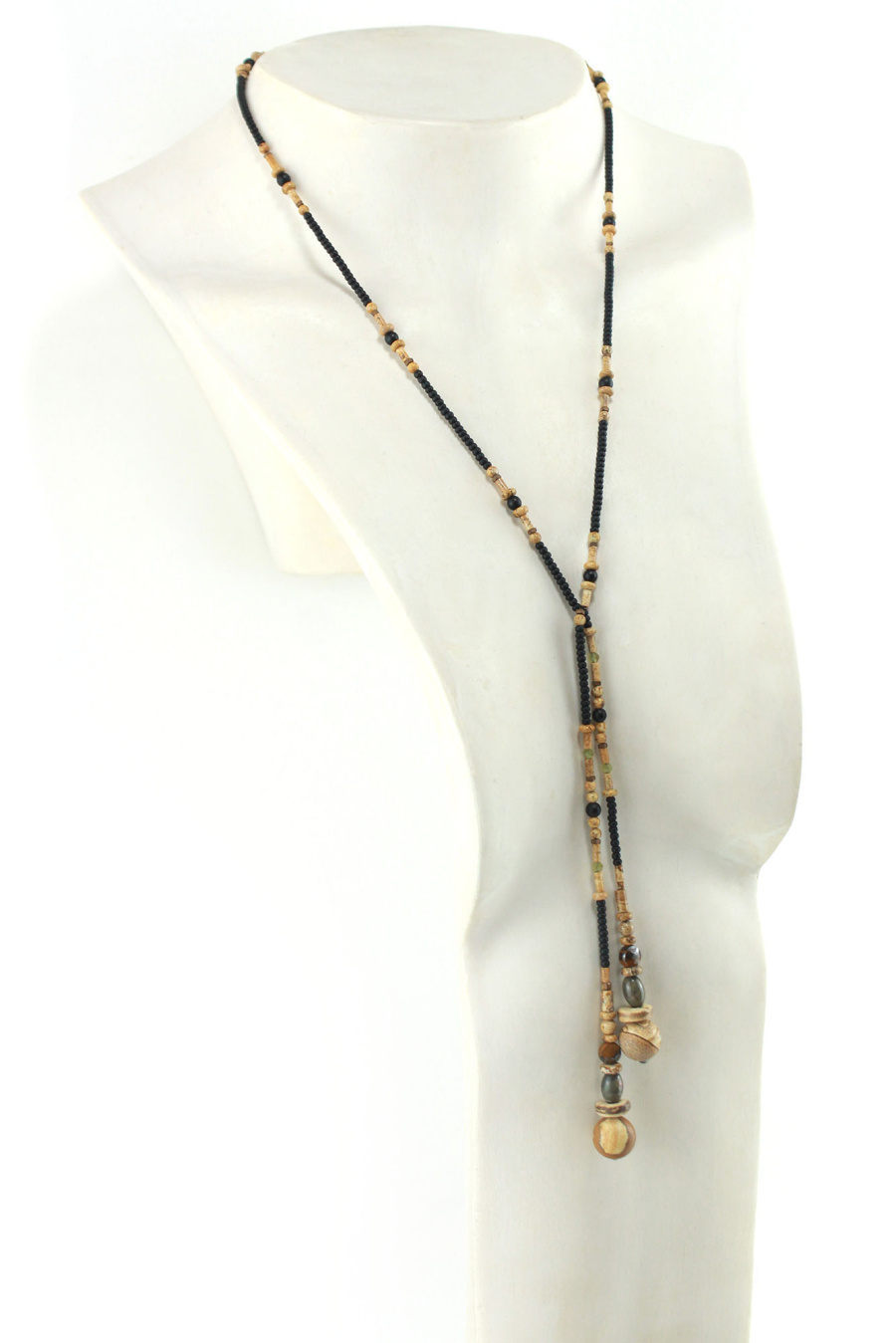 Collier lariat bohème en perles naturelles de Jaspe