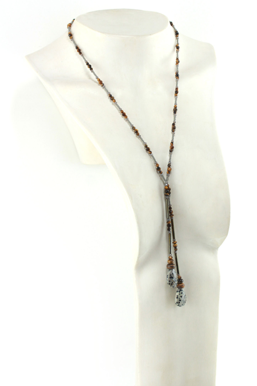 Lariat original en perles naturelles – Élégance et authenticité