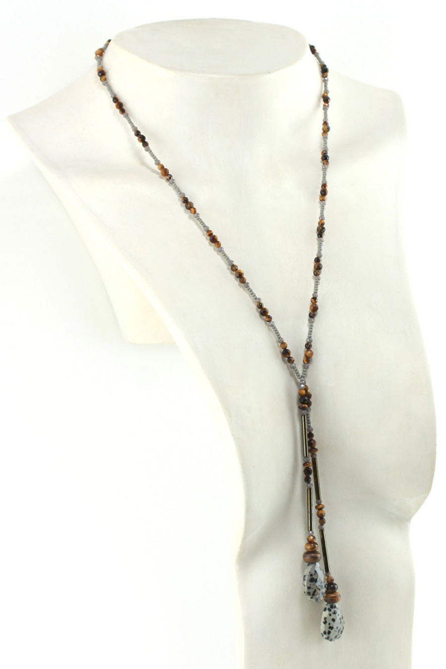 Lariat original en perles naturelles – Élégance et authenticité