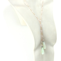 Lariat raffiné en Perles fines de Jade et de Mica