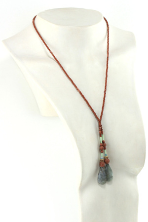 Lasso Indian Ameryki Północnej z labradorytu i kryształu
