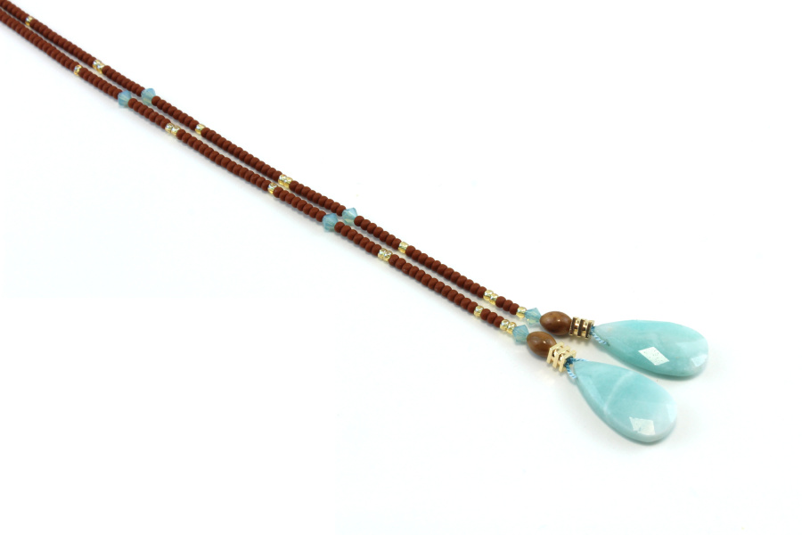 Lasso Amérindien en Pierre naturelle d'Aigue-Marine – Bijou Artisanal et Inspiré