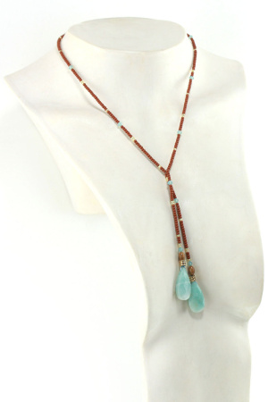 Lazo nativo americano hecho de piedra aguamarina natural