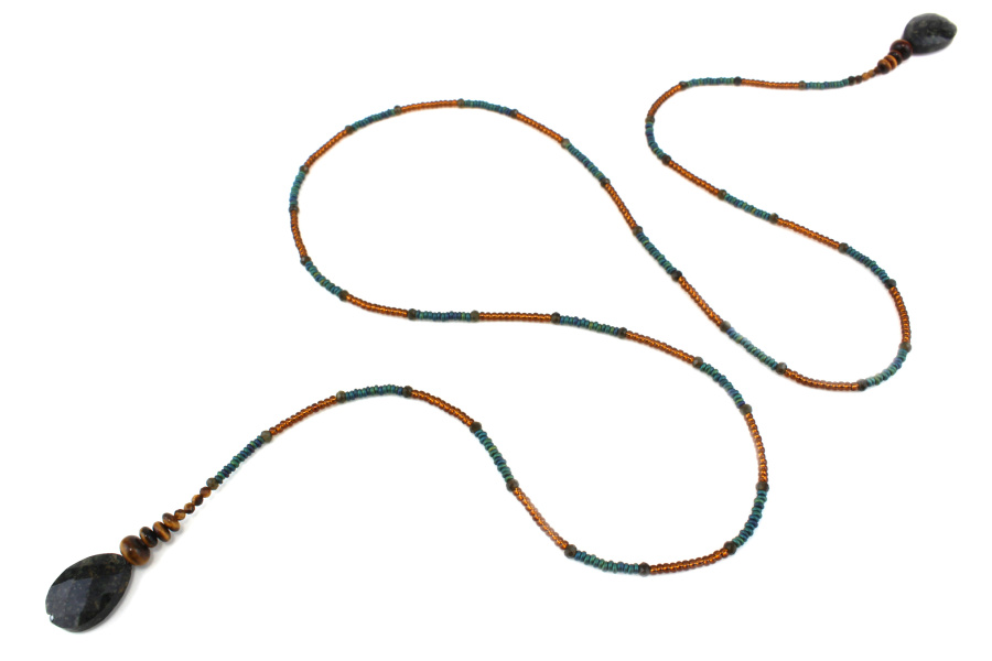 Lasso Totem en Œil de Tigre et Obsidienne – Puissance et Ancrage