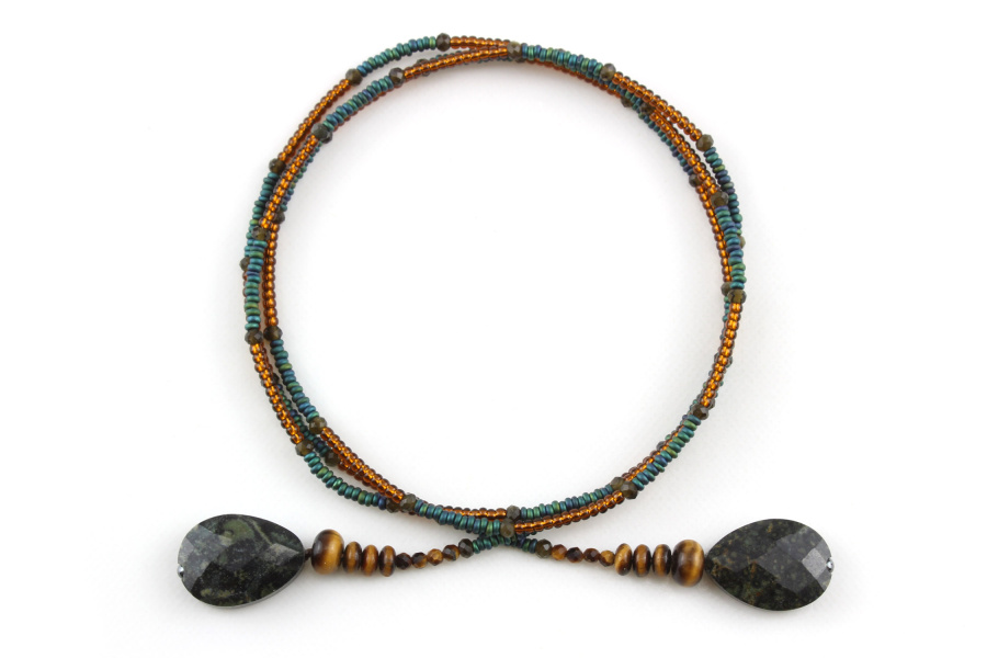 Lasso Totem en Œil de Tigre et Obsidienne – Puissance et Ancrage