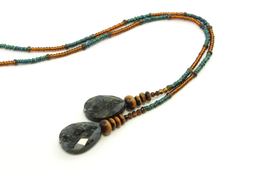 Lasso Totem en Œil de Tigre et Obsidienne – Puissance et Ancrage